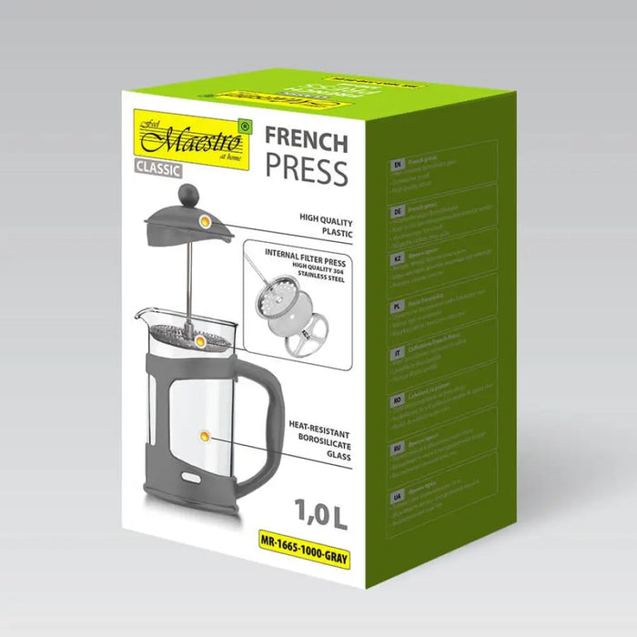 Френска преса MAESTRO MR-1665 (MR-1665-1000-GRAY) 1000 ml