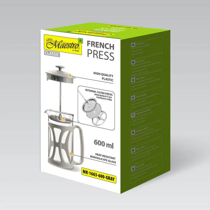 Френска преса MAESTRO MR-1663 (MR-1663-600-GRAY) 600 ml Сива