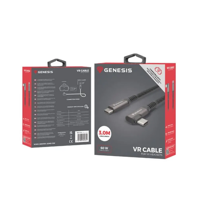 Genesis кабел USB-C M/M 3.1 GEN 2 10GB/S PD60W VR 3m черен