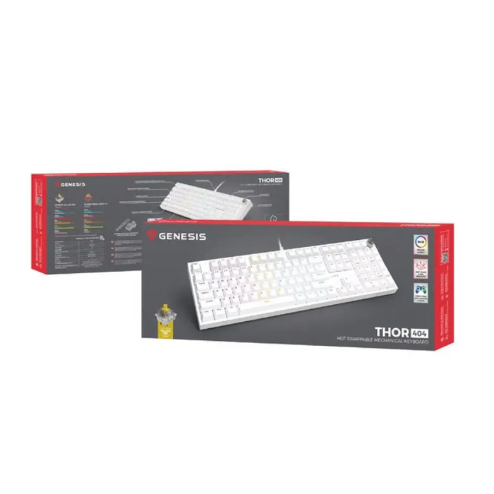 Genesis Mechanical Gaming Keyboard Thor 404 Бяла RGB