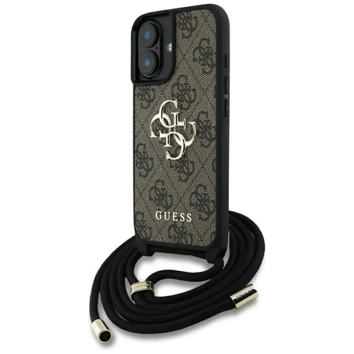 Guess 4G калъф с голямо лого и кабел през рамо за iPhone 16