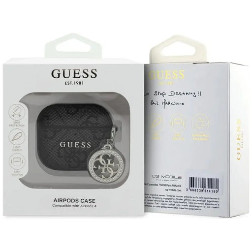 Guess 4G Strass Charm Case за AirPods 4 - черен