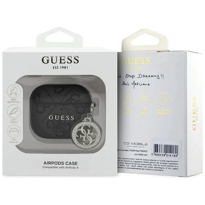 Guess 4G Strass Charm Case за AirPods 4 - черен