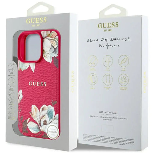 Guess Grained Printed Flower Pattern MagSafe калъф