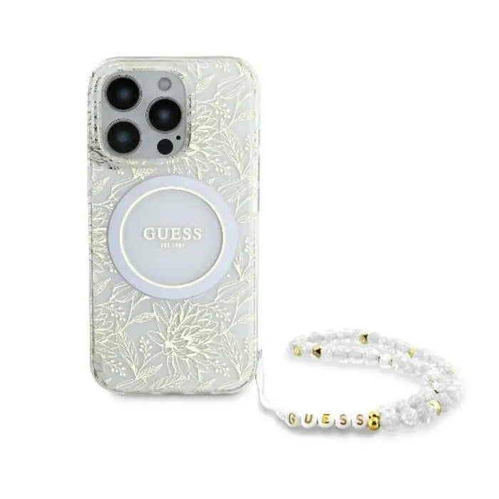 Guess IML Flowers Allover Electro With Pearl Strap MagSafe