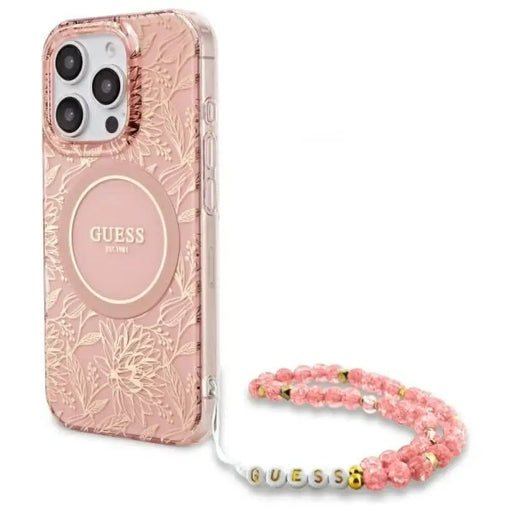 Guess IML Flowers Allover Electro With Pearl Strap MagSafe