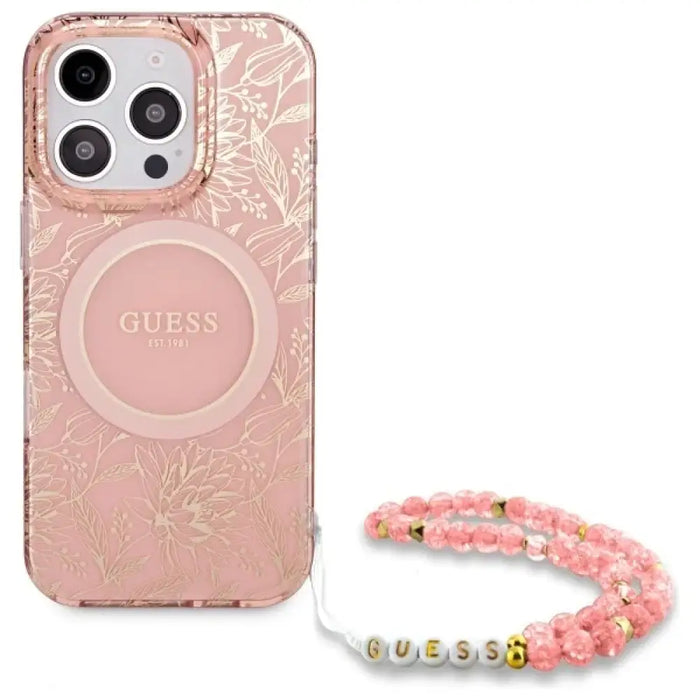Guess IML Flowers Allover Electro With Pearl Strap MagSafe