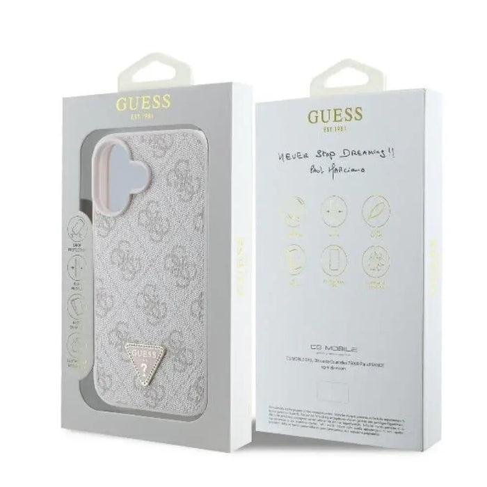 Guess Кожен калъф 4G Triangle Strass MagSafe iPhone 16