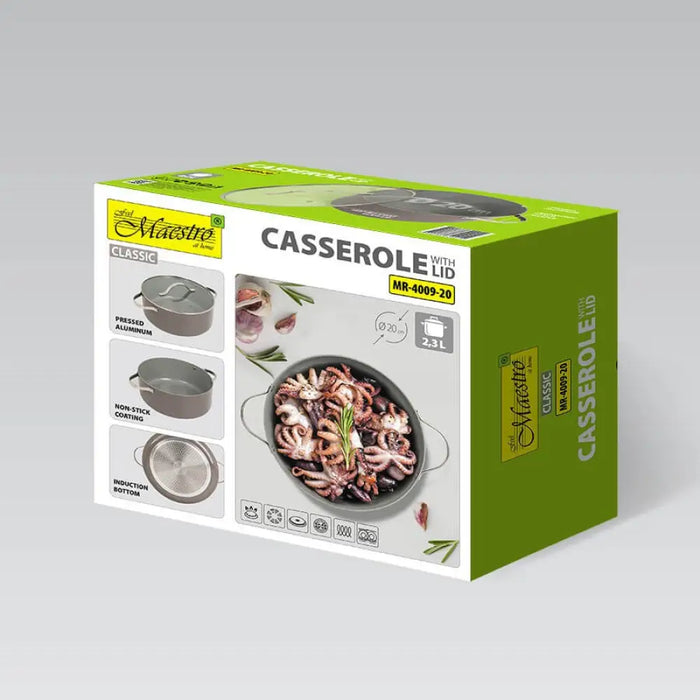 Гювеч с капак MAESTRO MR-4009 (MR-4009-20) 20 см 2.3 л Сив