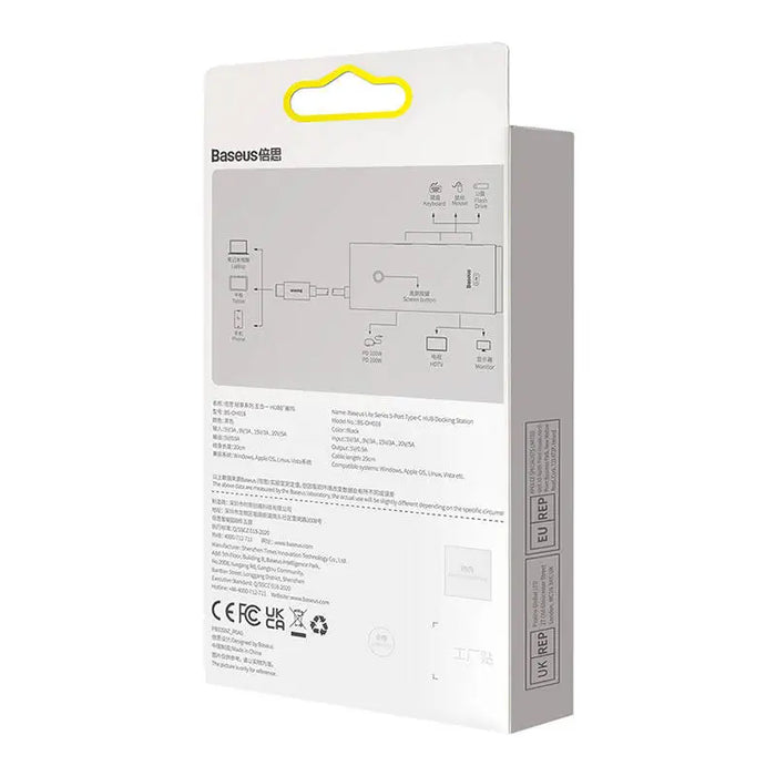 Хъб Baseus Lite Series USB - C към HDMI USB3.0 x3 PD черен