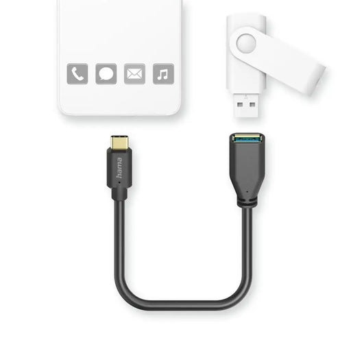 HAMA Адаптер OTG USB-C мъжко - USB-A женско 0.15m черен