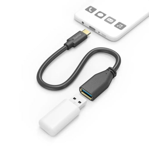 HAMA Адаптер OTG USB-C мъжко - USB-A женско 0.15m черен