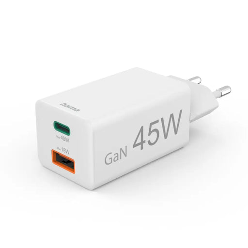 HAMA Бързо мини зарядно 45 W 1x USB-C - 1x USB-A PD бяло