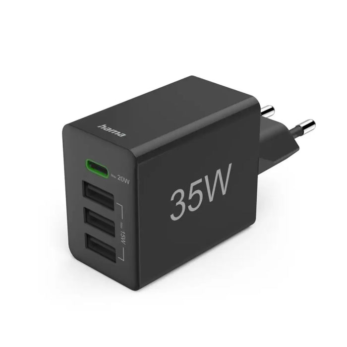 HAMA Мини Зарядно 220V 35 W 1x USB-C PD 3x USB-A Черно