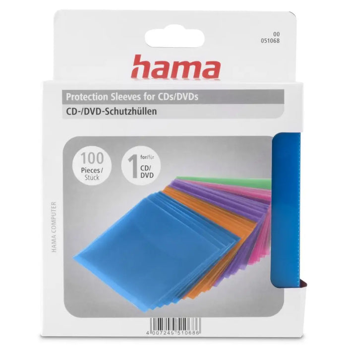 HAMA Предпазни пликове за CD/DVD 100 бр цветни