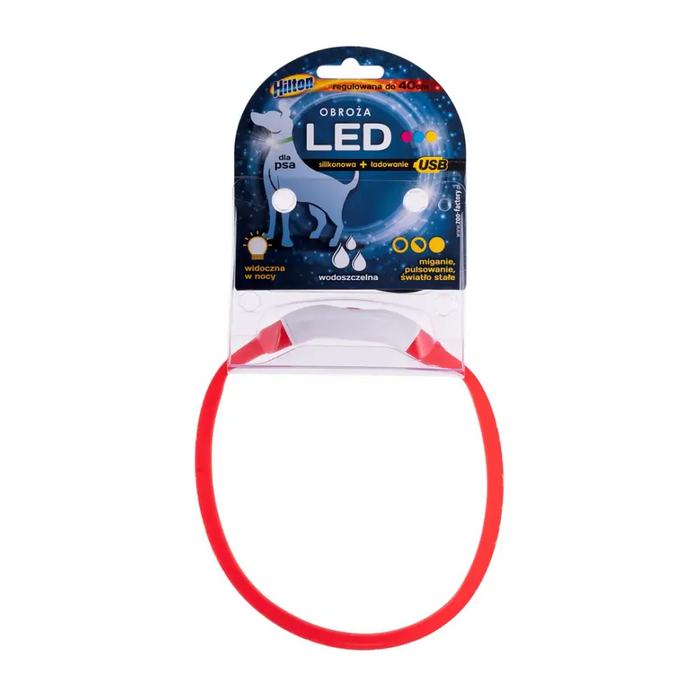 HILTON LED силикон 1.4x0.8x40 см с USB - нашийник за куче
