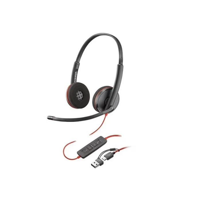 HP Poly Blackwire 3220 Stereo USB-C Black Headset + USB-C/A
