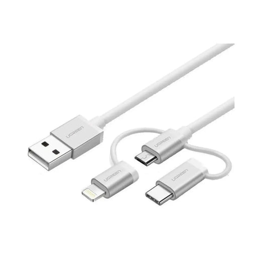 КАБЕЛ USB А/USB-C + Lightining MFI 1М UGREEN - СРЕБРИСТ