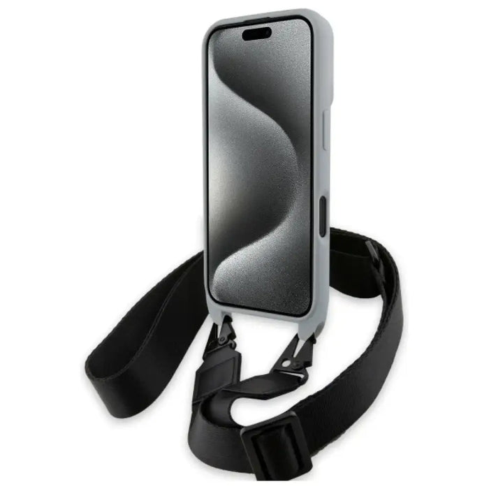 Калъф за iPhone 16 BMW M Edition Carbon Stripe & Strap - сив