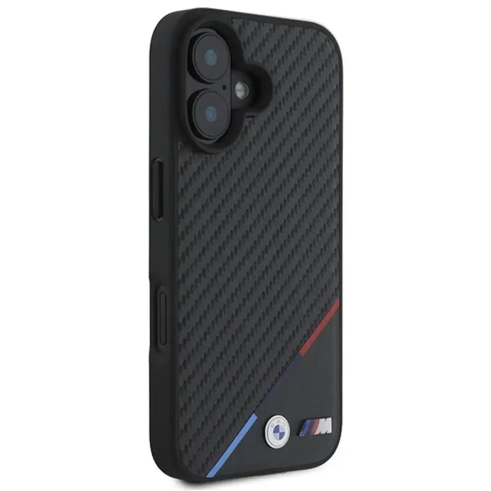 Калъф BMW M Carbon Tricolor Line MagSafe iPhone 16 - черен