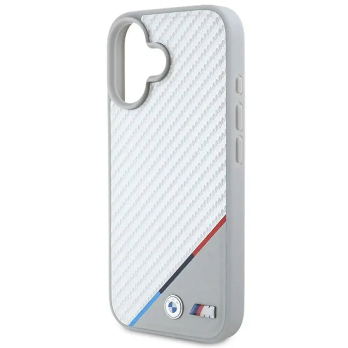 Калъф BMW M Carbon Tricolor Line MagSafe за iPhone 16 - сив