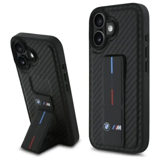 Калъф BMW M Grip Stand Smooth and Carbon за iPhone 16