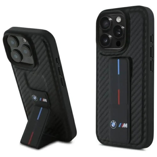 Калъф BMW M Grip Stand Smooth and Carbon за iPhone 16 Pro