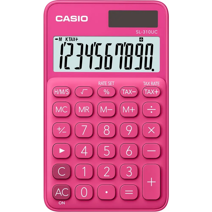КАЛКУЛАТОР CASIO ДЖОБЕН SL-310UC-RD ЧЕРВЕН 10-ЦИФРЕН ДИСПЛЕЙ