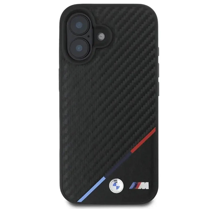 Калъф BMW M Carbon Tricolor Line MagSafe iPhone 16 - черен
