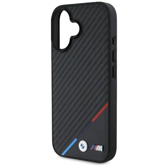 Калъф BMW M Carbon Tricolor Line MagSafe iPhone 16 - черен