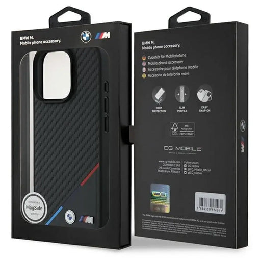 Калъф BMW M Carbon Tricolor Line MagSafe за iPhone 16 Pro