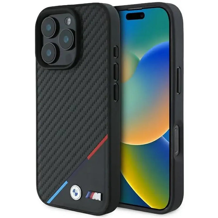 Калъф BMW M Carbon Tricolor Line MagSafe за iPhone 16 Pro