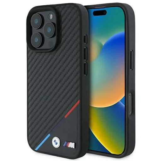 Калъф BMW M Carbon Tricolor Line MagSafe за iPhone 16 Pro