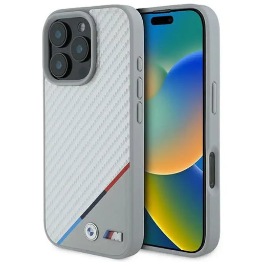 Калъф BMW M Carbon Tricolor Line MagSafe за iPhone 16 Pro