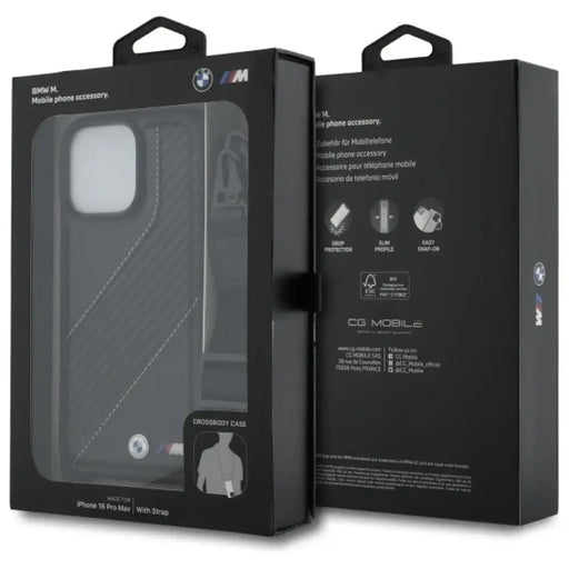 Калъф BMW M Edition Carbon Stripe & Strap Case за iPhone 16