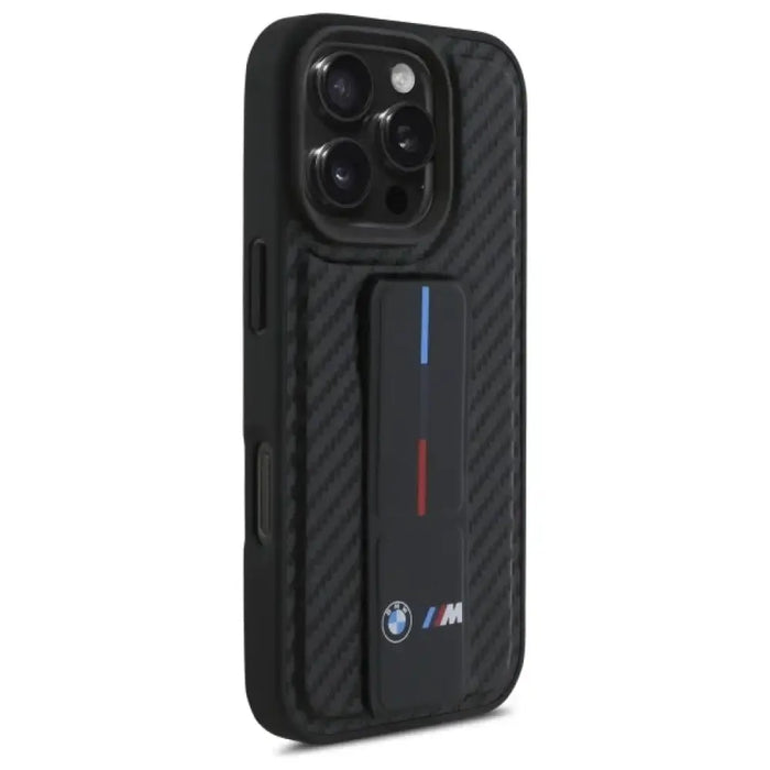 Калъф BMW M Grip Stand Smooth and Carbon за iPhone 16 Pro