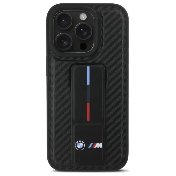 Калъф BMW M Grip Stand Smooth and Carbon за iPhone 16 Pro