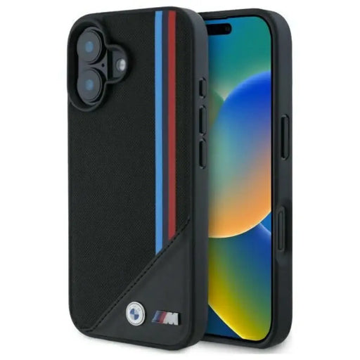 Калъф BMW M Meshed Tricolor Stripes MagSafe за iPhone 16