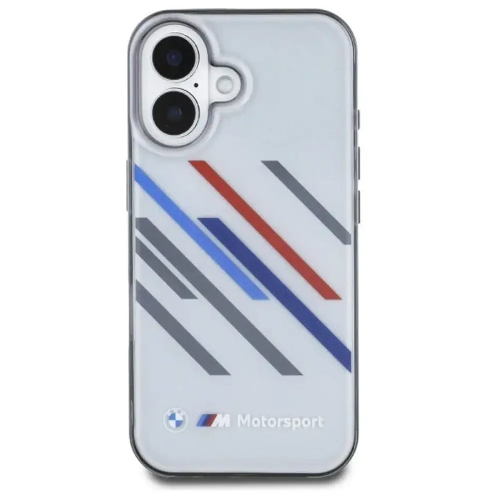 Калъф BMW Motosport IML Random Stripes iPhone 16 Plus - сив
