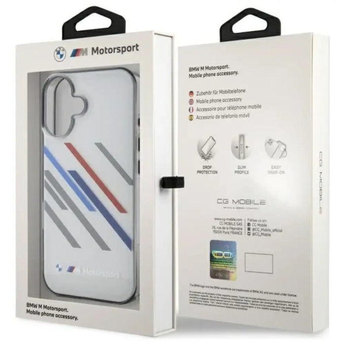 Калъф BMW Motosport IML Random Stripes iPhone 16 Plus - сив