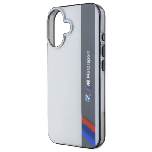 Калъф BMW Motosport IML Vertical Stripe iPhone 16 Plus - сив