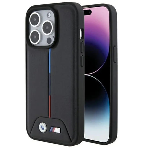 Калъф BMW Quilted Tricolor iPhone 15 Pro - черен