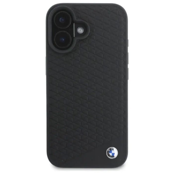 Калъф BMW Sign Leather Diamond Metal Logo MagSafe iPhone 16