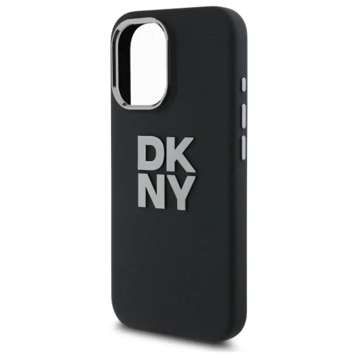 Калъф DKNY Liquid Silicone Metal Logo iPhone 16 - черен