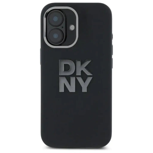 Калъф DKNY Liquid Silicone Metal Logo iPhone 16 - черен