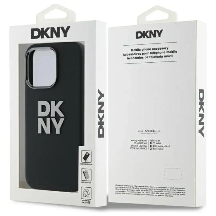 Калъф DKNY Liquid Silicone Metal Logo iPhone 16 Pro - черен