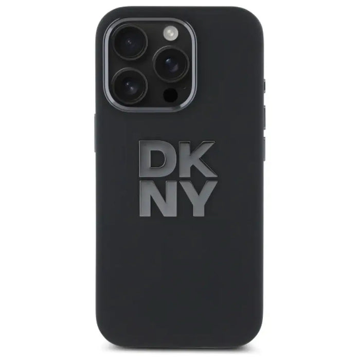 Калъф DKNY Liquid Silicone Metal Logo iPhone 16 Pro - черен