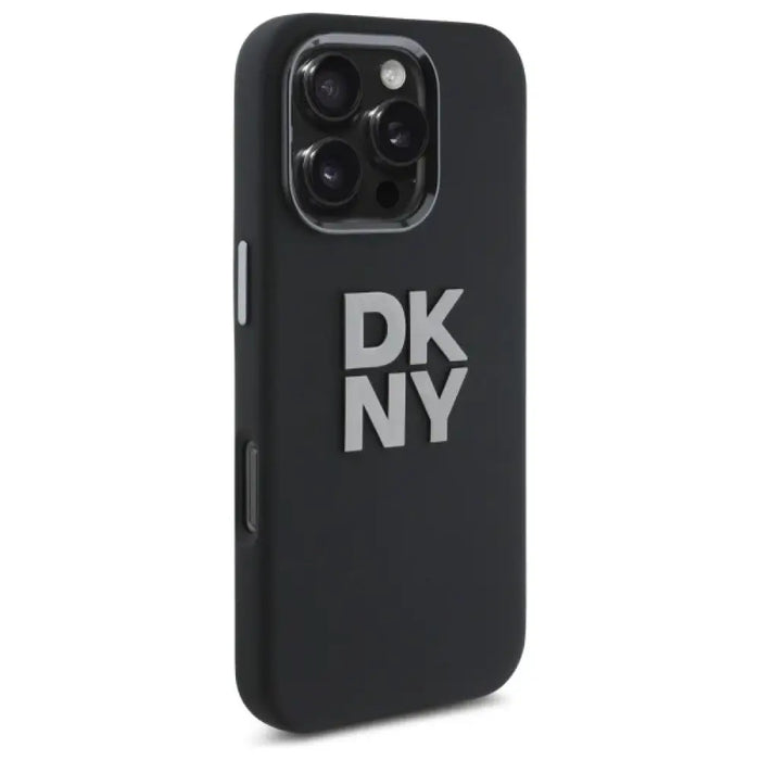 Калъф DKNY Liquid Silicone Metal Logo iPhone 16 Pro - черен
