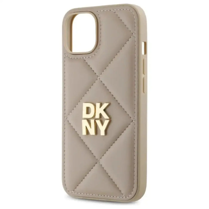 Калъф DKNY Quilted Stack Logo iPhone 14 - бежов