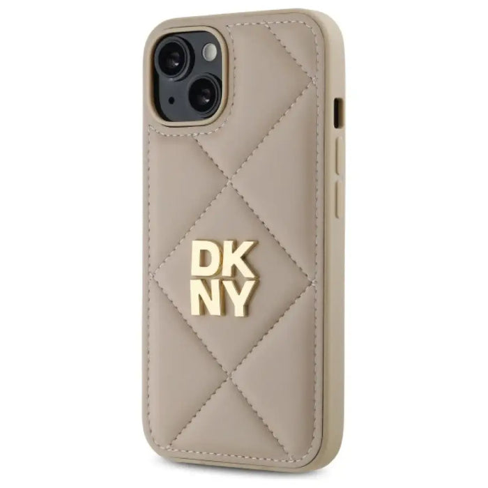 Калъф DKNY Quilted Stack Logo iPhone 14 - бежов